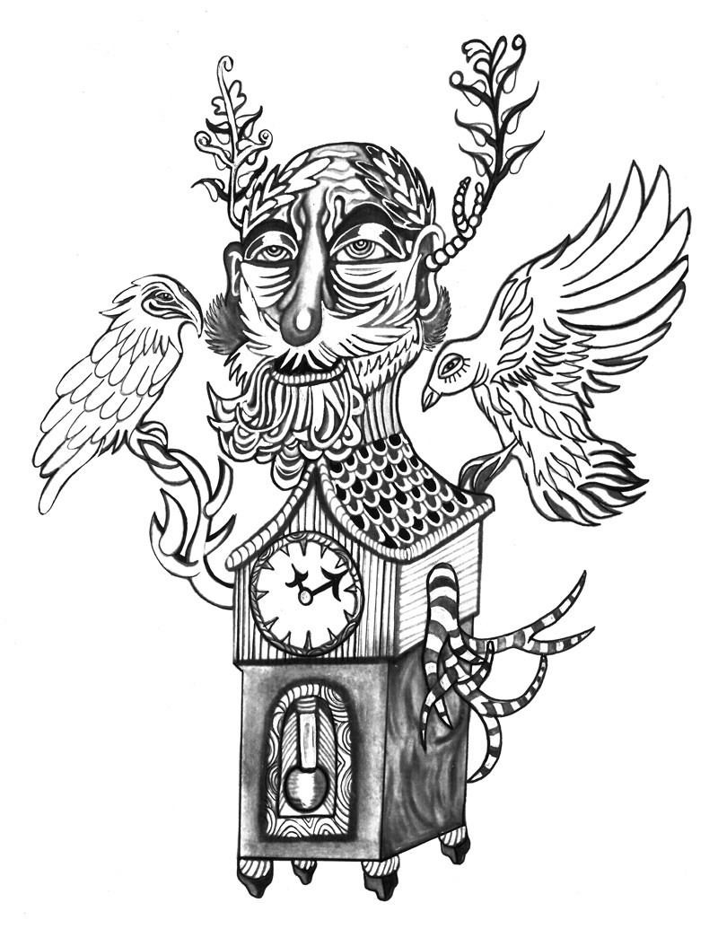 Grandfather Clock – India Ink
